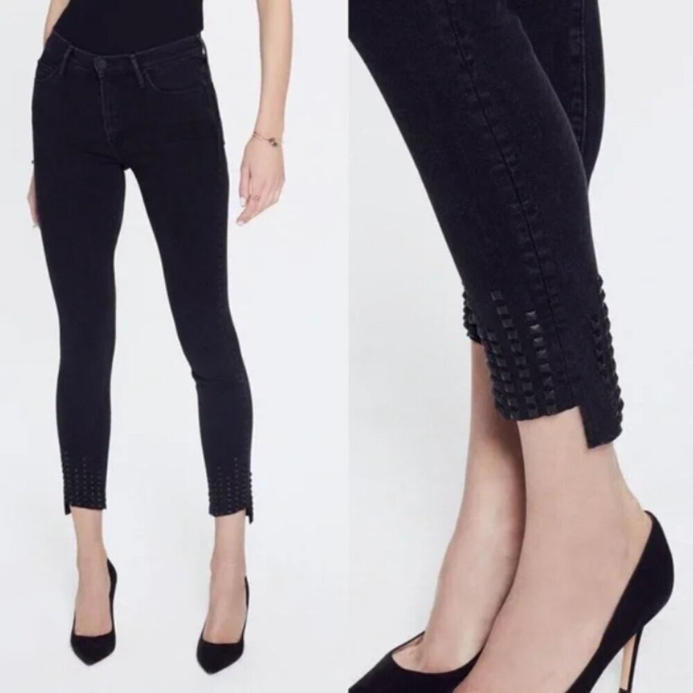 Mother The Stunner Zip Ankle Step Fray Jeans Wrong Side of the Track Size 25